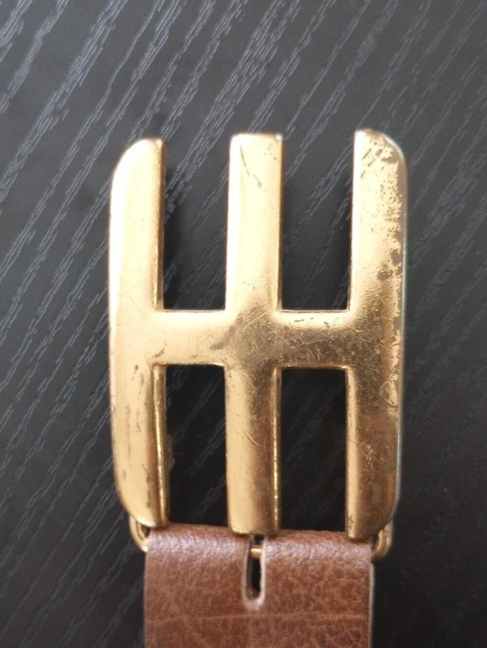 Vintage Brown Deep Buff Cowhide Split Leather Belt Golden Buckle
